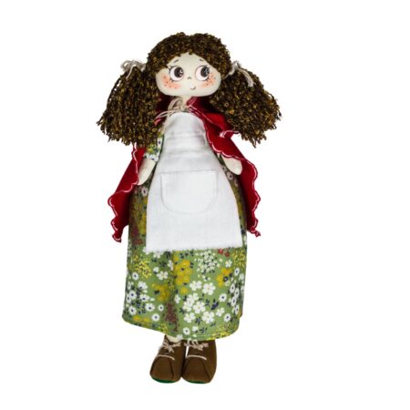 Păpușă handmade cu păr cârlionțat – model unicat, pictură nouă și ținută de basm